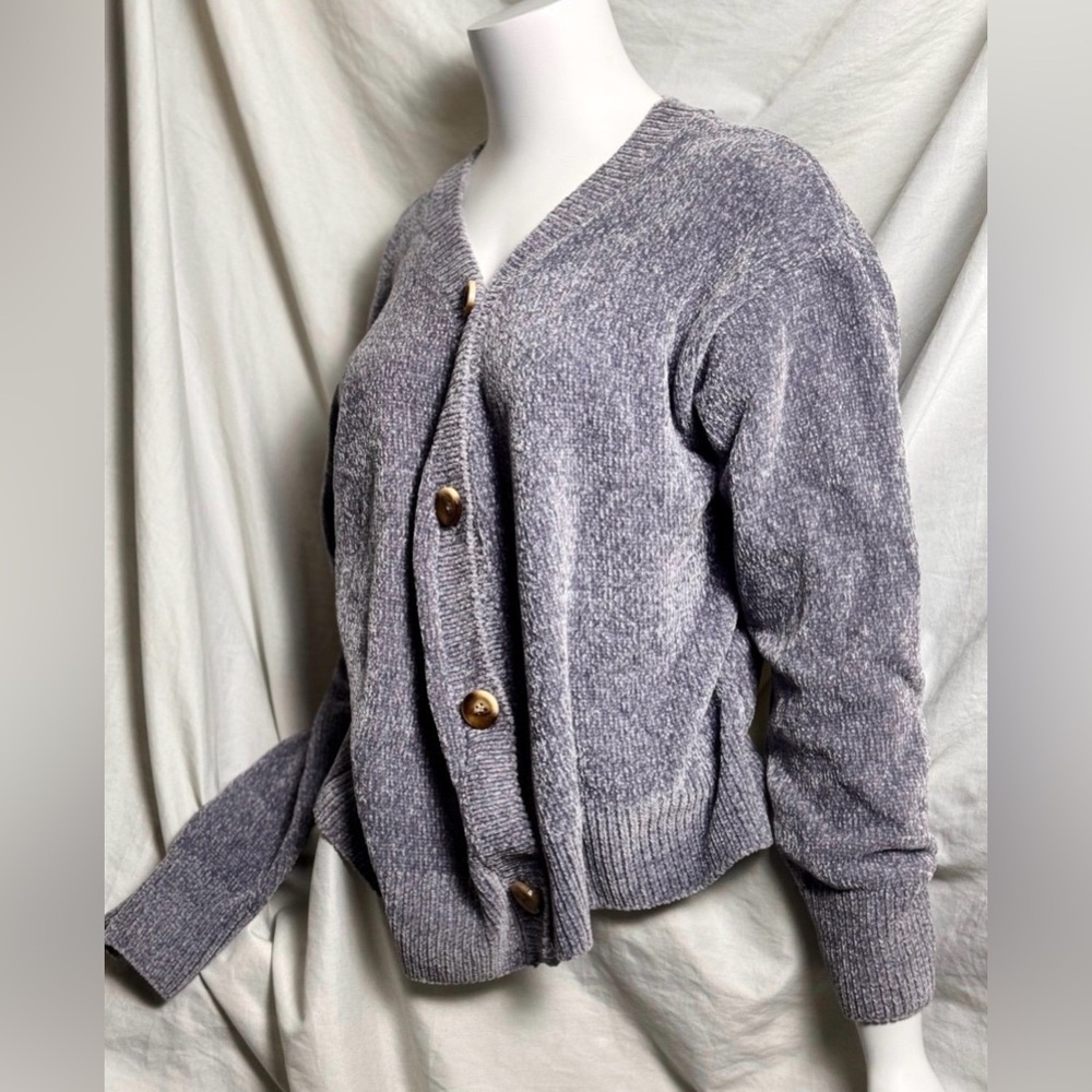 Womens Plus Size Boutique - L - Super Soft grey Blue Cardigan Sweater